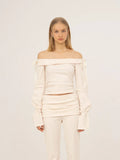 Angelic White Off Shoulder Jersey Top
