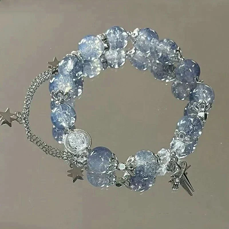Simple Green Popcorn Beaded Crystal Bracelet for Women